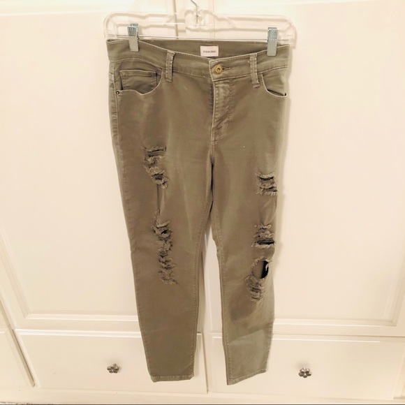 army green ripped jeans